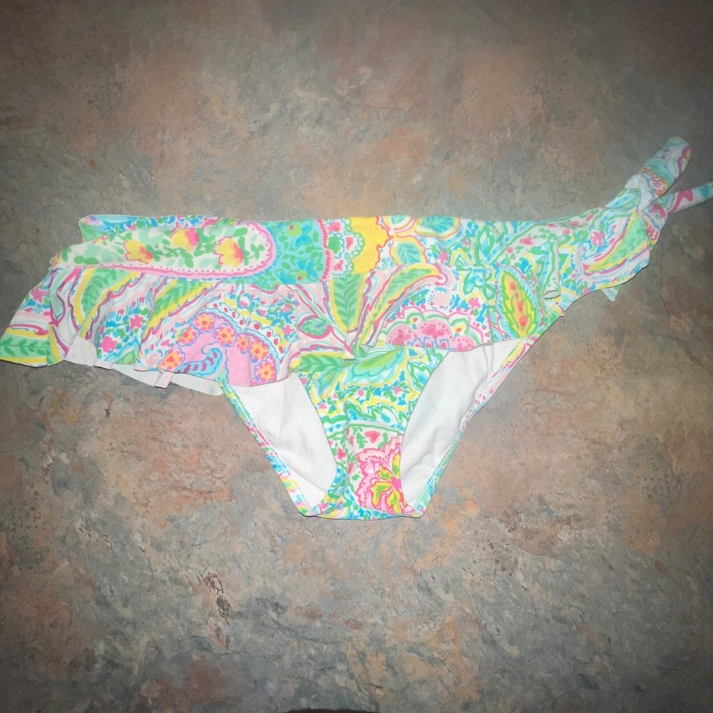 Ralph Lauren Womens Paisley Ruffle Bikini Bottom, Size Medium
